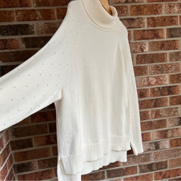 DKNY  * Studded 100% Cotton Turtleneck Jumper Sweater  EUC Size XL - Picture 8 of 14